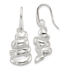 Sterling Silver Polished Silver-plated Spiral Dangle Shepherd Hook Earrings